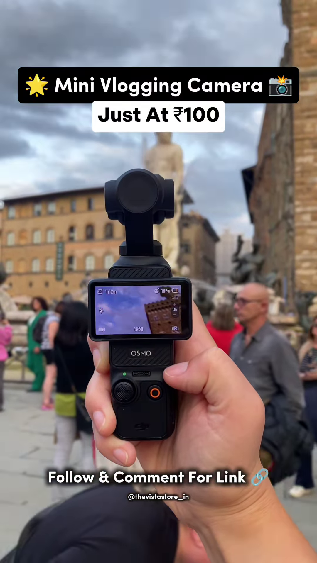 Pocket 3 Handheld 4K Vlogging Camera – 3-Axis Gimbal Stabilizer with Rotatable Screen & Ultra-Compact Design