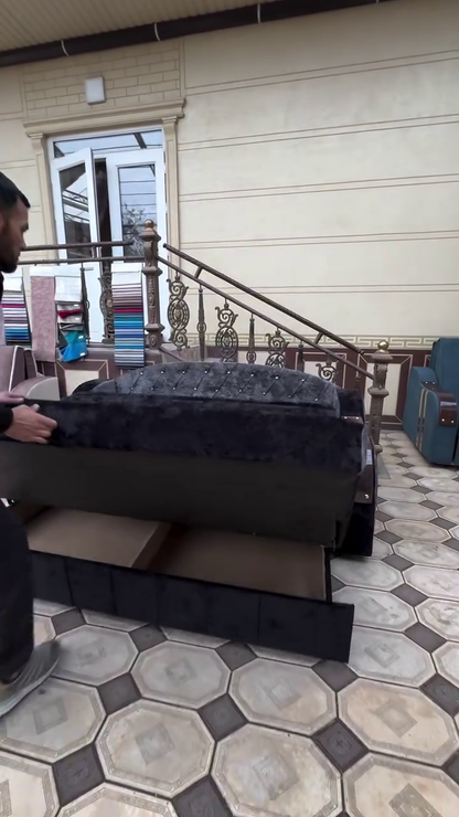 Luxurious Black Velvet Sofa Bed – Style Meets Function 🖤🛋️