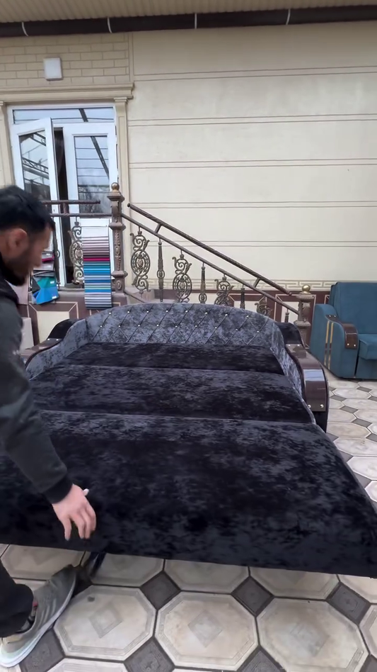 Luxurious Black Velvet Sofa Bed – Style Meets Function 🖤🛋️