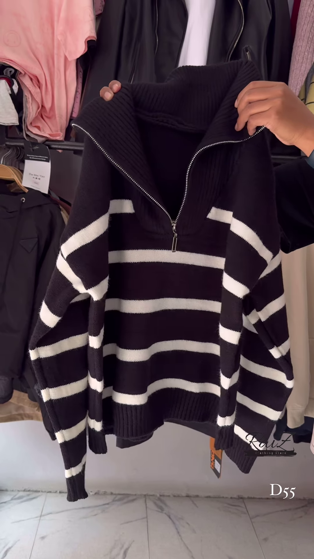 Half-Zip Striped Knit Sweaters 🧶⛷ With High Collar – Red, White & Blue Variants