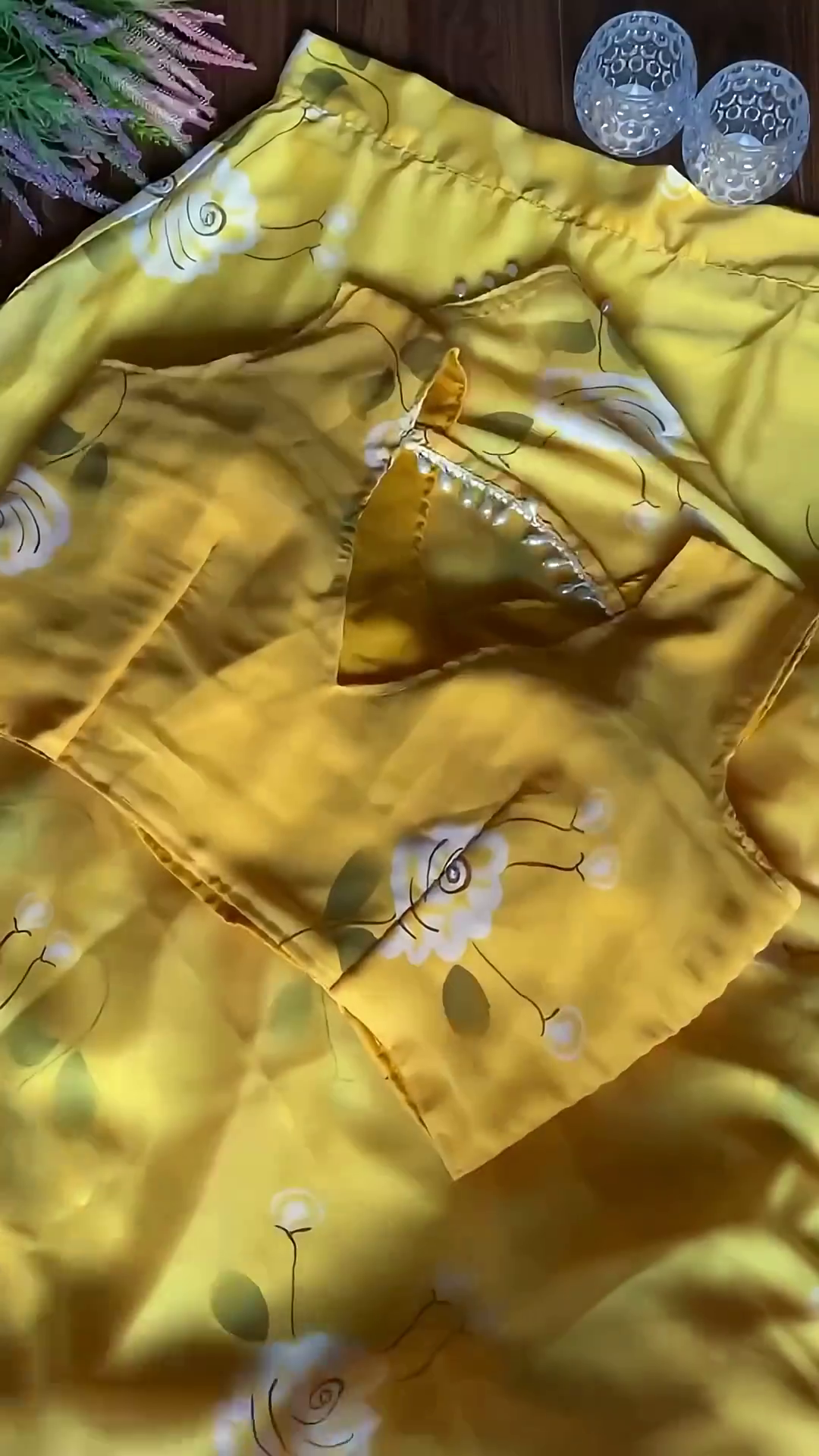 Sunlight Yellow Floral Organza Lehenga Set with Pearl-Embellished Blouse