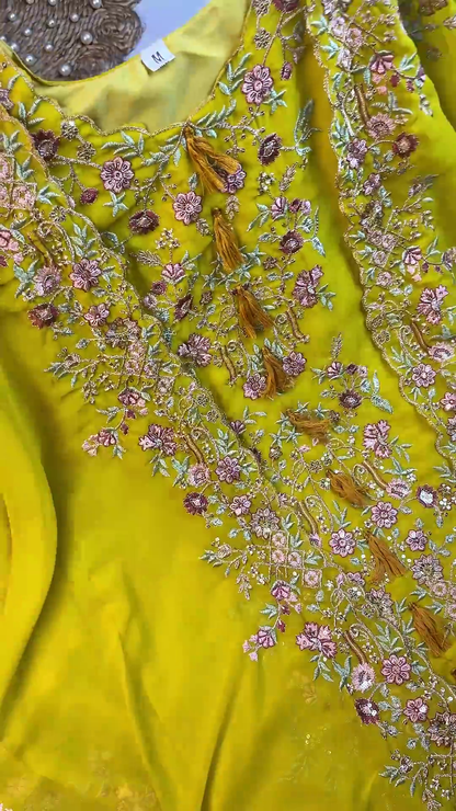 Garden-Inspired Floral Embroidered Silk Kurti Collection