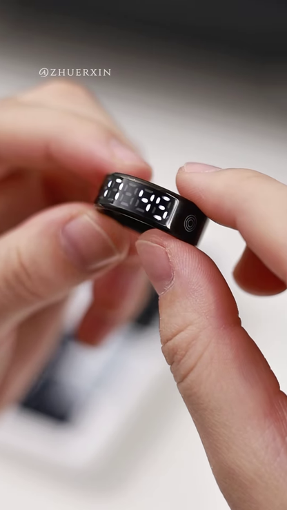 Ultra-Sleek Smart Digital Ring – Futuristic Wearable Tech with Integrated LED Time Display & Touch Controls