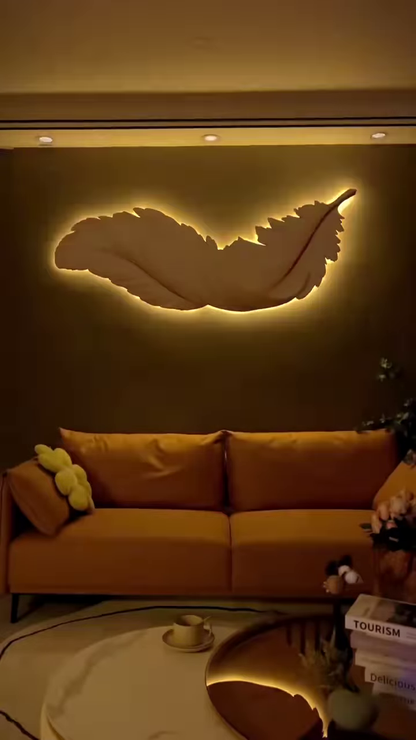Elegant Large-Scale 3D Feather Wall Sculpture - Handcrafted Relief Art with Gold Accents for Modern Home Decor