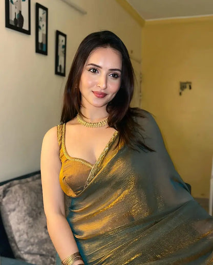 Ready To Wear Stones Art Silk Banarasi Viral Saree